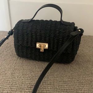 Zara black woven purse